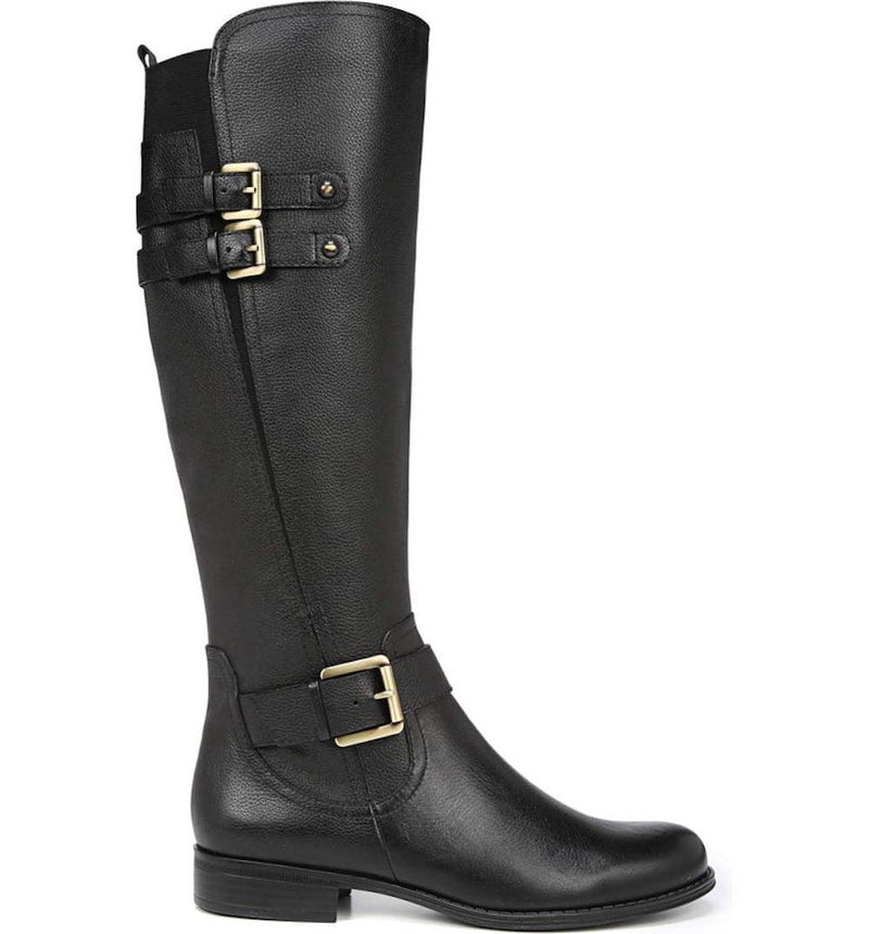 Naturalizer Womens Jessie Knee High Buckle Detail Riding Boots Black Leather Wide Calf 12 M - Image 3